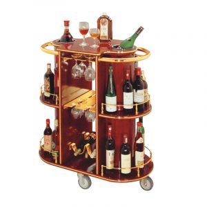 Xe phục vụ rượu bằng gỗ 3 tầng cao cấp-TRO056