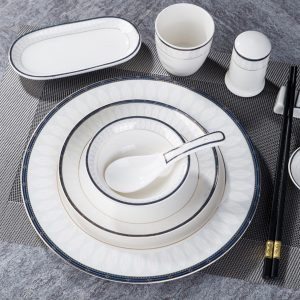 Bộ chén-dĩa-tách-lọ sứ trắng - TAB012