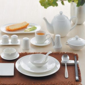 Bộ bàn ăn gốm sứ trắng - TAB003