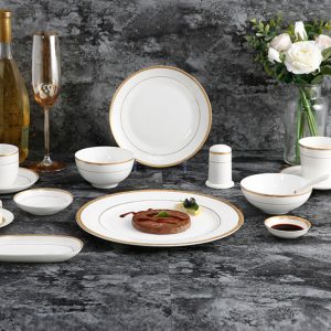 Bộ chén dĩa và phụ kiện gốm sứ trắng - TAB013