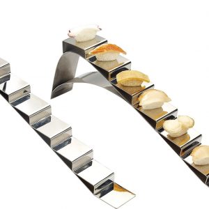 Kệ inox trưng bày thức ăn quầy buffet hình bậc thang-MOD057