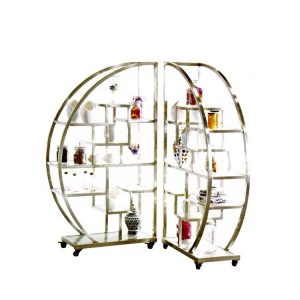 Kệ inox hình bán nguyệt trưng bày bánh quầy buffet-MOD043