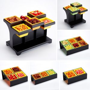 Mô hình tháp inox trưng bày thức ăn quầy buffet-MOD102