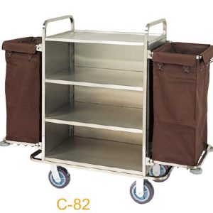 Xe đẩy làm phòng inox 2 túi lớn-HKT051