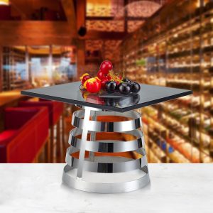 Đôn inox hình thang trưng bày thức ăn quầy buffet-PED007