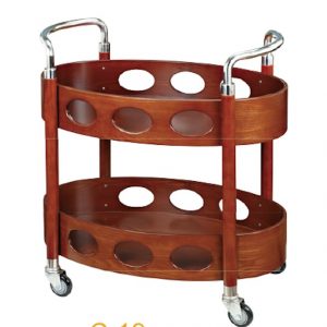 Xe phục vụ rượu bằng gỗ 2 tầng cao cấp-TRO052