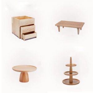 Đôn gỗ trưng bày thức ăn tại quầy buffet-PED004