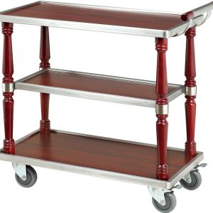 Xe phục vụ bằng gỗ bọc inox 3 tầng-TRO036
