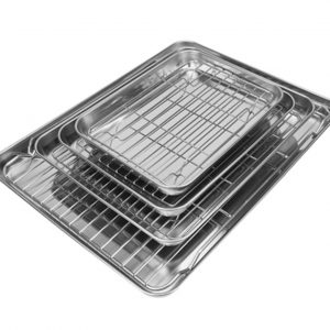 Bộ khay và vỉ nướng inox hình chữ nhật-INT006